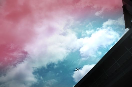 Silhouette Airplane in the beautiful sky