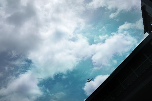 Silhouette Airplane in the beautiful sky