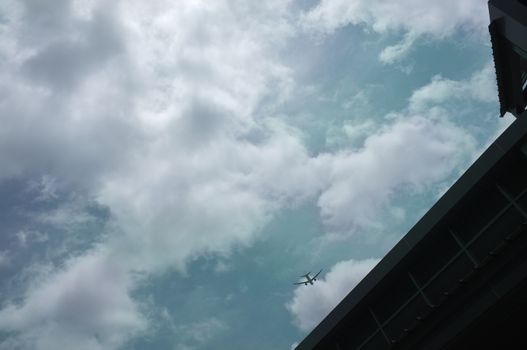 Silhouette Airplane in the beautiful sky