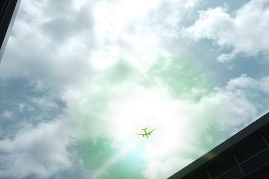 Silhouette Airplane in the beautiful sky