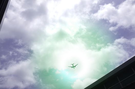 Silhouette Airplane in the beautiful sky