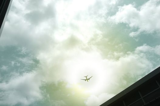 Silhouette Airplane in the beautiful sky
