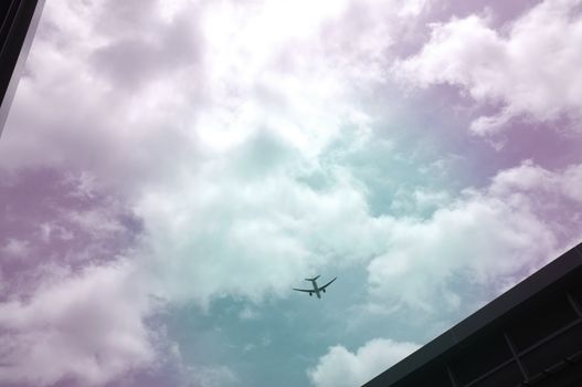 Silhouette Airplane in the beautiful sky
