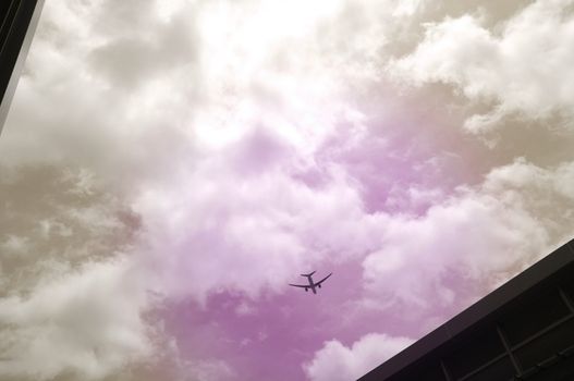 Silhouette Airplane in the beautiful sky