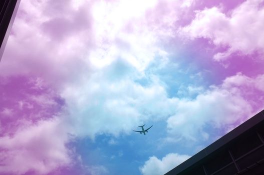 Silhouette Airplane in the beautiful sky