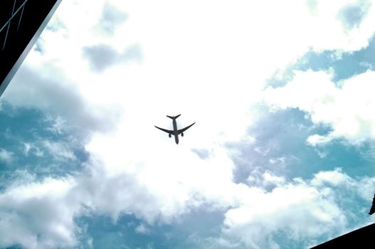 Silhouette Airplane in the beautiful sky