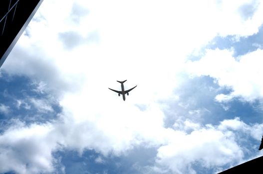 Silhouette Airplane in the beautiful sky