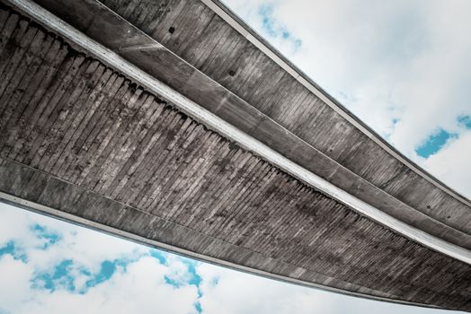 Architecture Abstract Of A Concrete Motorway Or Freeway Flyover Or Overpass With Copy Space
