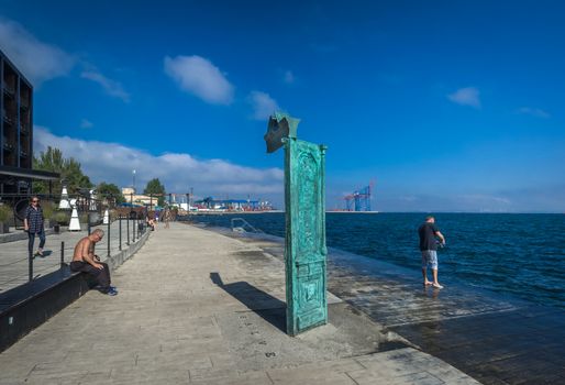 Odessa, Ukraine - 09.12.2018. Panoramic view of Langeron city beach and luxury hotel in a hot sunny day. The most popular place in Odessa