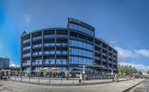 Odessa, Ukraine - 09.12.2018. Panoramic view of Langeron city beach and luxury hotel in a hot sunny day. The most popular place in Odessa