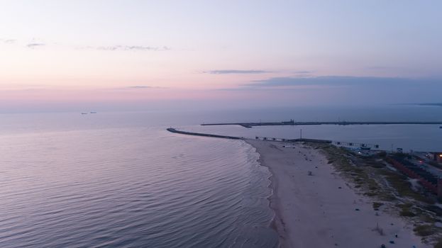Harbor Ventspils Latvia Aerial view of countryside drone top view