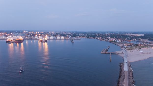 Harbor Ventspils Latvia Aerial view of countryside drone top view