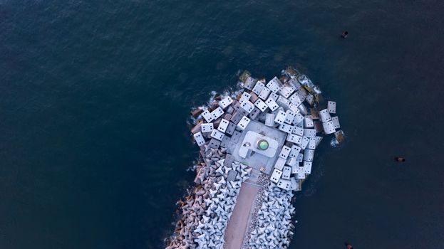 Harbor Ventspils Latvia Aerial view of countryside drone top view