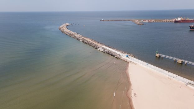 Harbor Ventspils Latvia Aerial view of countryside drone top view