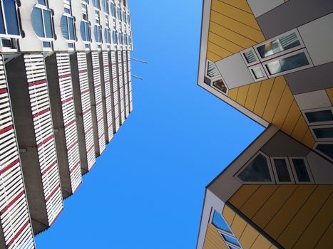 A view on the yellow cube houses