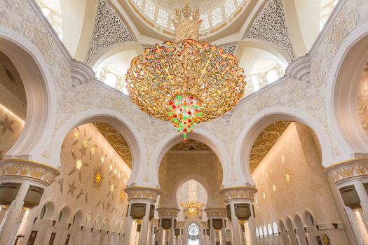 Sheikh Zayed Grand Mosque in Abu Dhabi, UAE, beautiful interior.