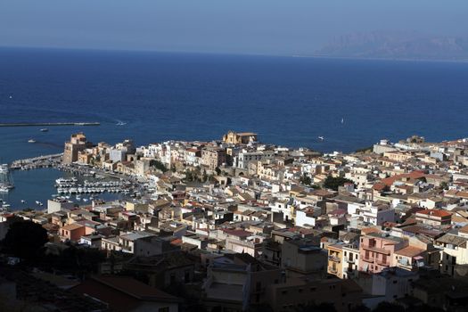 Castellammare del Golfo, Italy - June 29, 2016: overview of the seaside town of Castellammare del Golfo