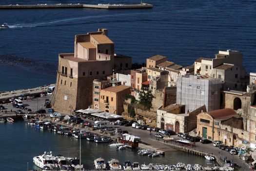 Castellammare del Golfo, Italy - June 29, 2016: overview of the seaside town of Castellammare del Golfo