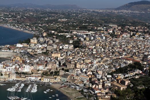 Castellammare del Golfo, Italy - June 29, 2016: overview of the seaside town of Castellammare del Golfo