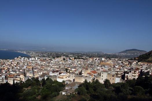 Castellammare del Golfo, Italy - June 29, 2016: overview of the seaside town of Castellammare del Golfo