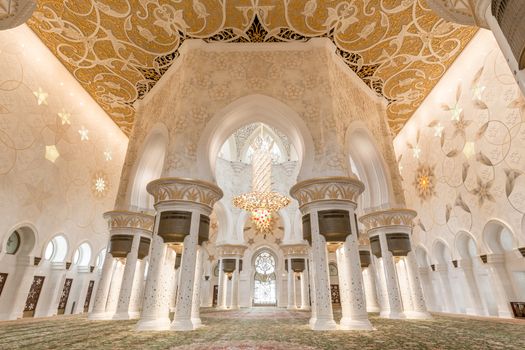 Sheikh Zayed Grand Mosque in Abu Dhabi, UAE, beautiful interior.