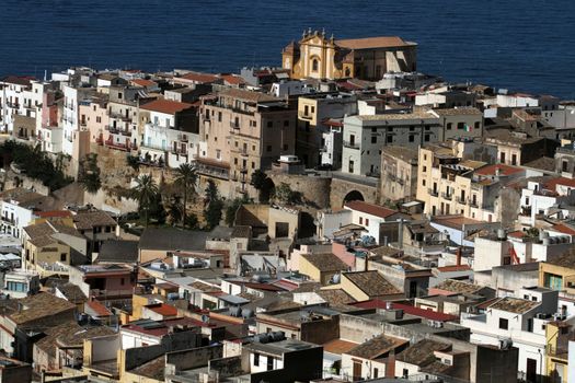 Castellammare del Golfo, Italy - June 29, 2016: overview of the seaside town of Castellammare del Golfo