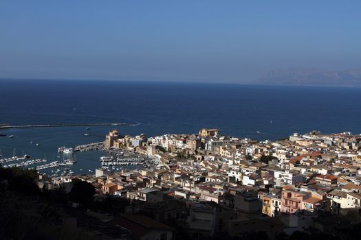 Castellammare del Golfo, Italy - June 29, 2016: overview of the seaside town of Castellammare del Golfo