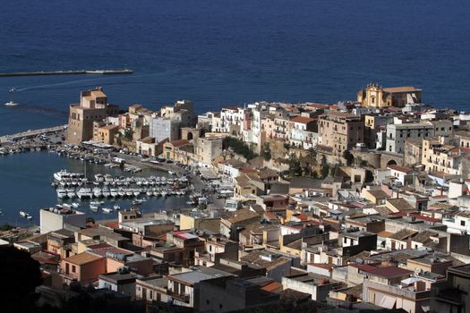 Castellammare del Golfo, Italy - June 29, 2016: overview of the seaside town of Castellammare del Golfo