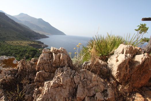 Castellammare del Golfo, San Vito Lo Capo - June 30th 2016: The Zingaro Nature Reserve, an Italian protected natural area managed by the Regional State Forestry Company of the Sicilian Region