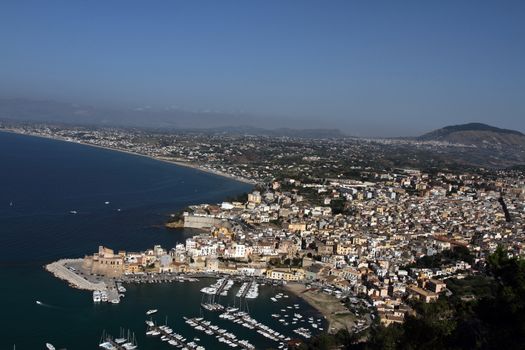 Castellammare del Golfo, Italy - June 29, 2016: overview of the seaside town of Castellammare del Golfo