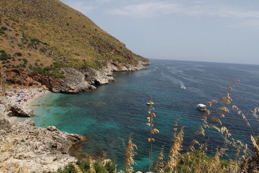 Castellammare del Golfo, San Vito Lo Capo - June 30th 2016: The Zingaro Nature Reserve, an Italian protected natural area managed by the Regional State Forestry Company of the Sicilian Region