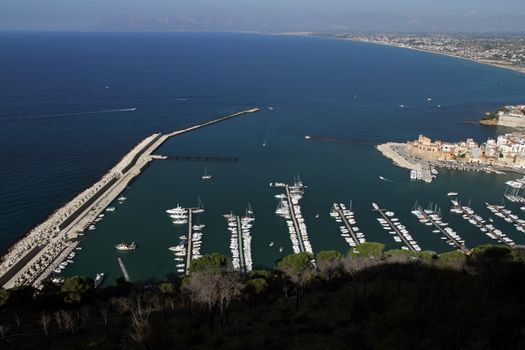 Castellammare del Golfo, Italy - June 29, 2016: overview of the seaside town of Castellammare del Golfo