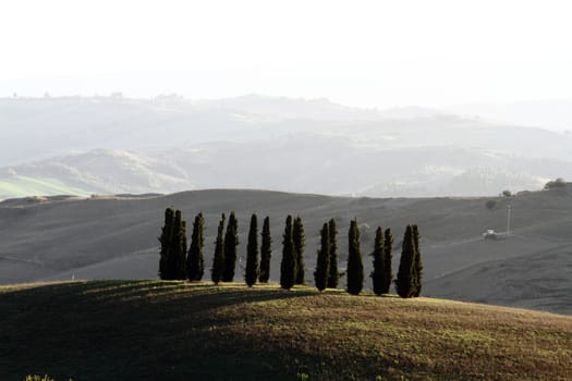 Sarteano, Italy - October 3, 2016: Panorama of the countryside in the Val D'Orcia resumed from Castiglioncello sul Trinoro