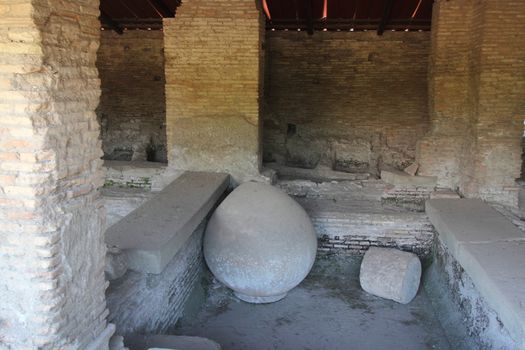 Rome, Italy - August 25, 2019: The archaeological site of Ostia Antica