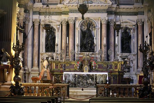 Naples, Italy - September 16, 2019: The Chapel of the Treasure of San Gennaro in the Cathedral of Naples