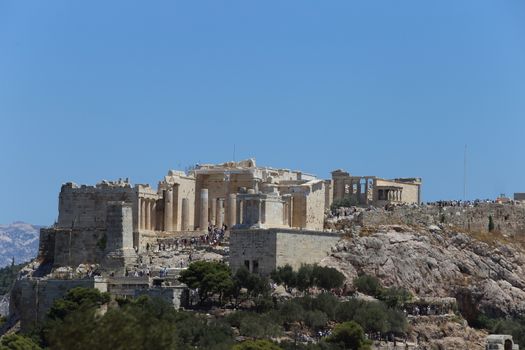 Atene, Grecia - 21 luglio 2019: Il Partenone sull'Acropoli di Atene patrimonio dell'Unesco