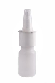  plastic container for medicine, spray isolated on white background.
