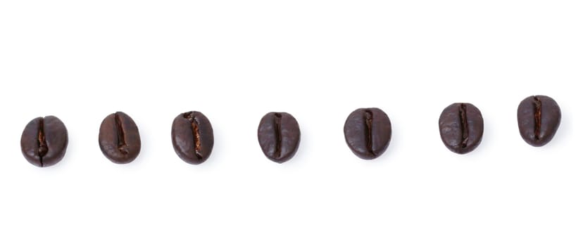 Isolated of coffee beans over white background, clipping path.