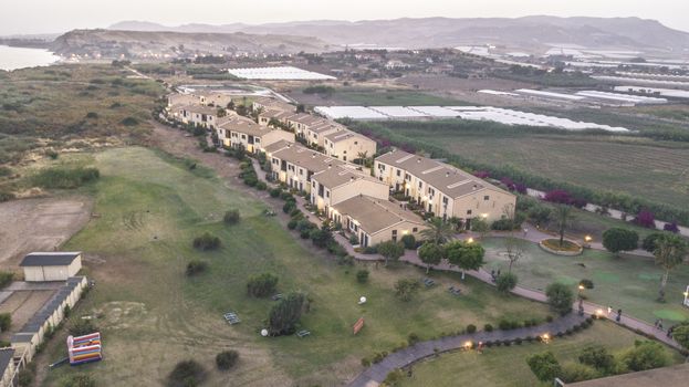 Aerial View of a Resort during sunset