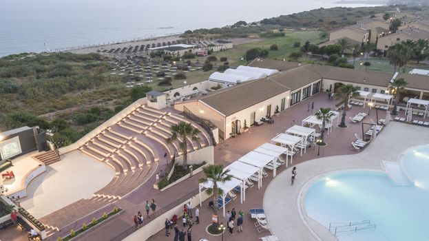 Aerial View of a Resort during sunset