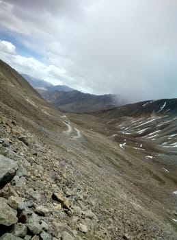 sandy edge of the mountain range