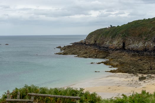 Bretagne of France sea coast hiking trail of tourism