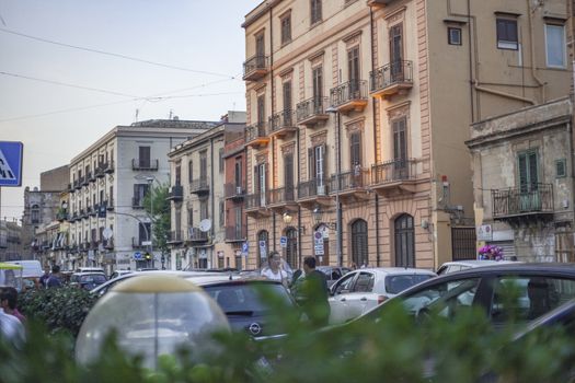 Palermo central building at sunset