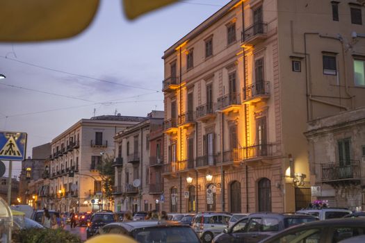 Palermo central building at sunset