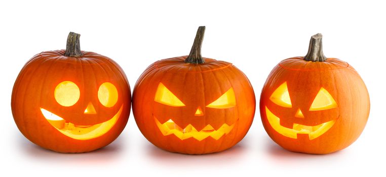 Three Halloween Pumpkins isolated on white background