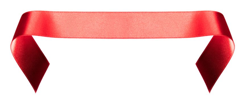 Red satin ribbon banner isolated on white background