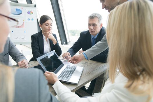 Business people working with laptop at office boardroom meeting