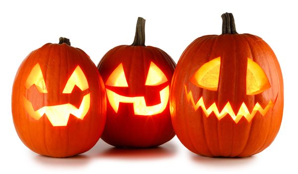 Three Halloween Pumpkins isolated on white background