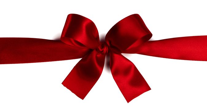 Red gift bow isolated on white background