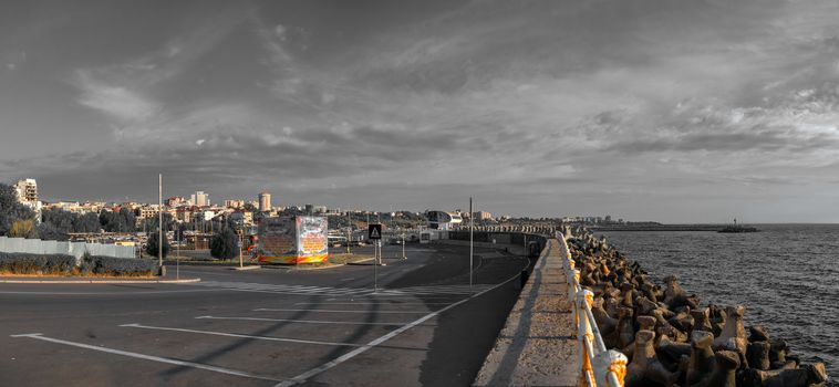 Constanta, Romania – 07.09.2019.  Embankment in the city of Constanta, Romania, on a sunny summer day